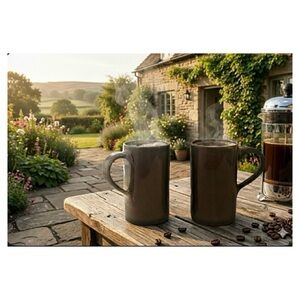 Pottery Barn Studio Mugs by Barbara Eigen Tall Coffee Mugs Set of 2 Brown